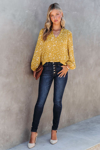White Speckled Blouse - Yellow