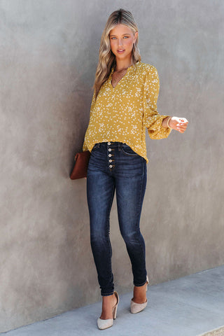 White Speckled Blouse - Yellow