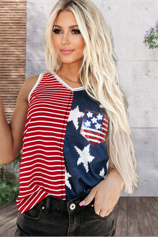 Sequined American Flag Tank