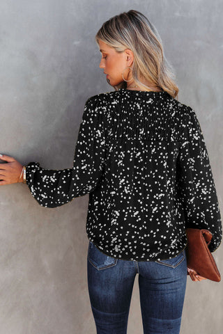White Speckled Blouse - Navy