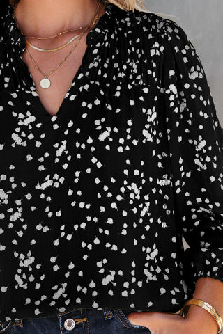 White Speckled Blouse - Navy