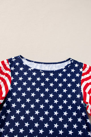 Puff Sleeve American Flag Top