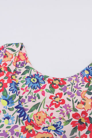 Retro Floral Short Sleeve Maxi Dress
