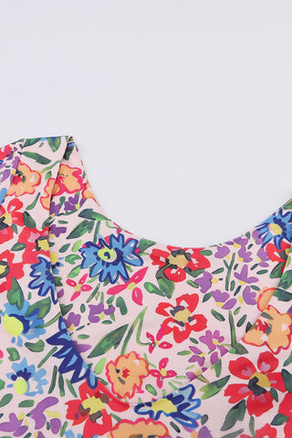 Retro Floral Short Sleeve Maxi Dress