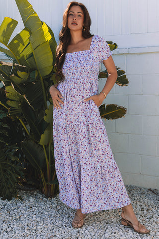 Smocked Lilac Maxi Dress