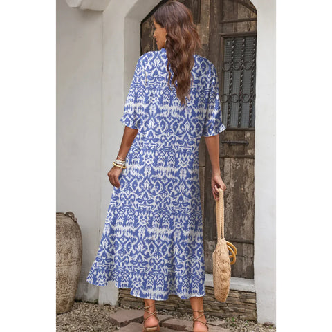 Beachy Maxi Dress with Tie - Blue