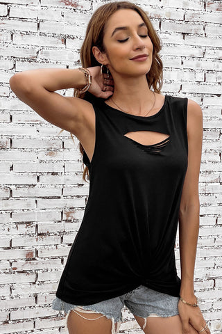 Laser Cut Twist Top - Black