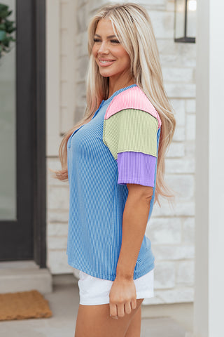 Sorbet Henley Top - Blue