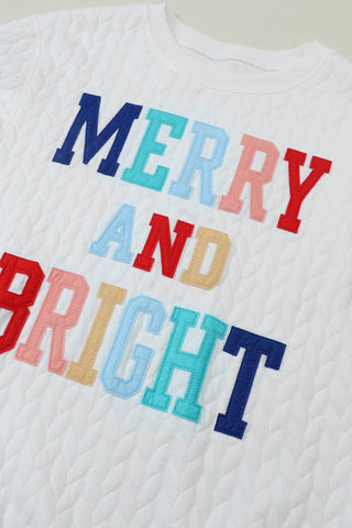 Quilted Merry and Bright Sweatshirt - White