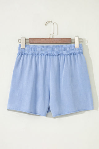 Mineral Washed Cotton Shorts - Blue
