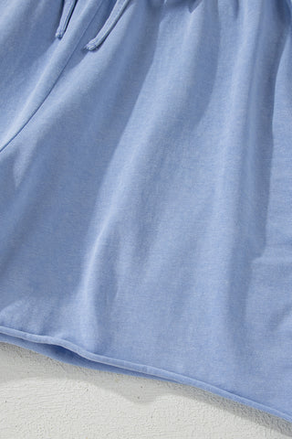 Mineral Washed Cotton Shorts - Blue