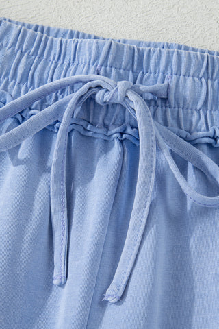 Mineral Washed Cotton Shorts - Blue