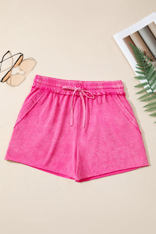 Mineral Washed Cotton Shorts - Pink