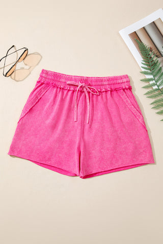 Mineral Washed Cotton Shorts - Pink