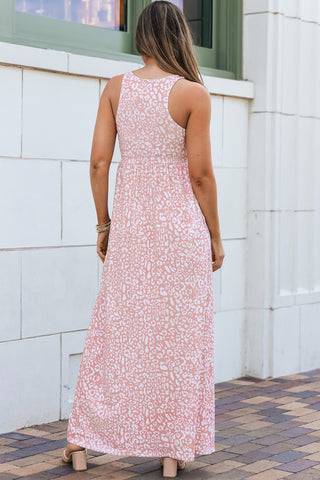 Leopard Maxi Dress - Light Pink