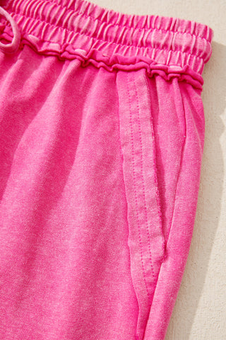 Mineral Washed Cotton Shorts - Pink