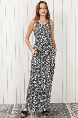 Leopard Maxi Dress - Dark Gray