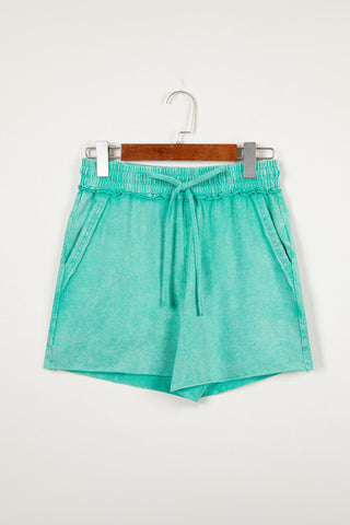 Mineral Washed Cotton Shorts - Green