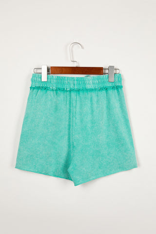 Mineral Washed Cotton Shorts - Green