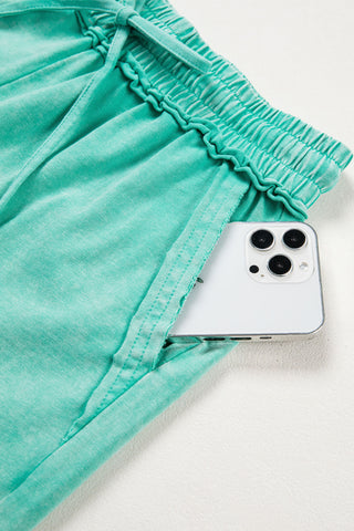 Mineral Washed Cotton Shorts - Green