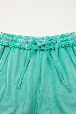 Mineral Washed Cotton Shorts - Green