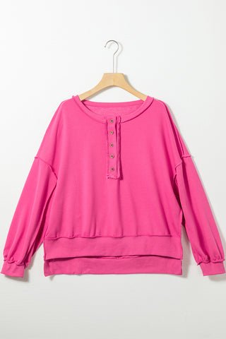 Henley Hot Pink Sweatshirt