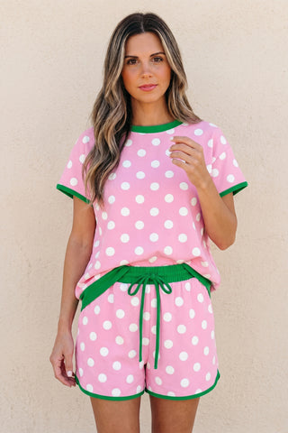 Polka Dot Two Piece Set - Pink