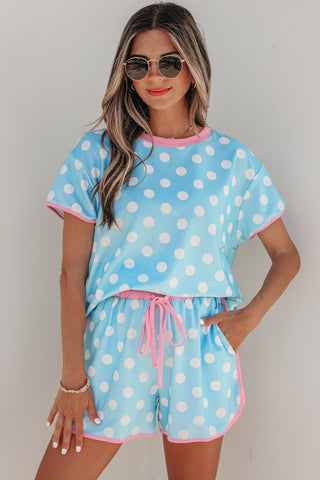 Polka Dot Two Piece Set - Blue