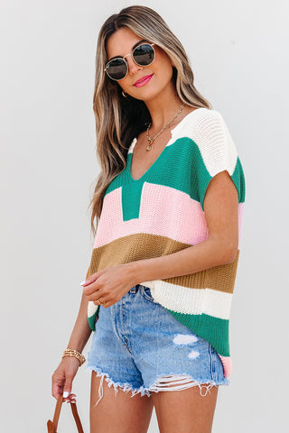 V-Neck Sweater Top - Green