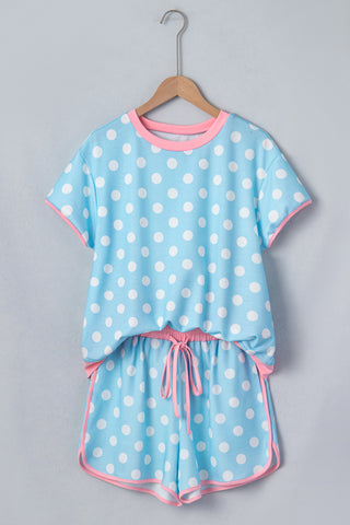 Polka Dot Two Piece Set - Blue