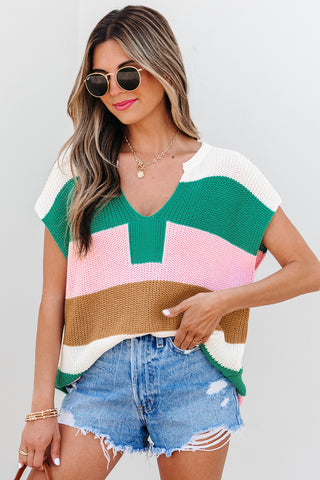 V-Neck Sweater Top - Green
