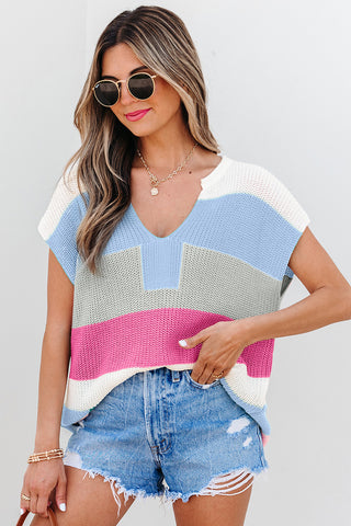 V-Neck Sweater Top - Blue