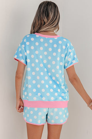 Polka Dot Two Piece Set - Blue