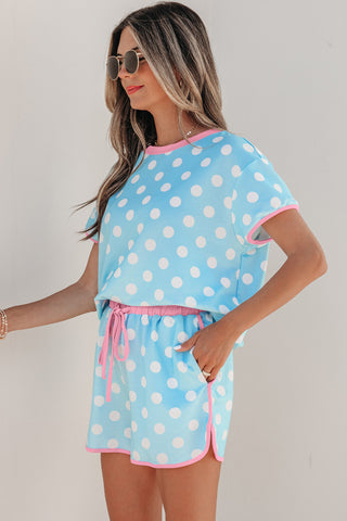 Polka Dot Two Piece Set - Blue