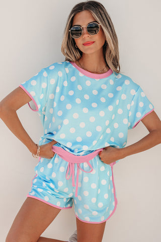 Polka Dot Two Piece Set - Blue