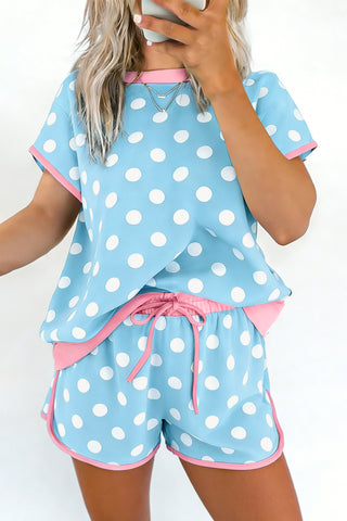 Polka Dot Two Piece Set - Blue