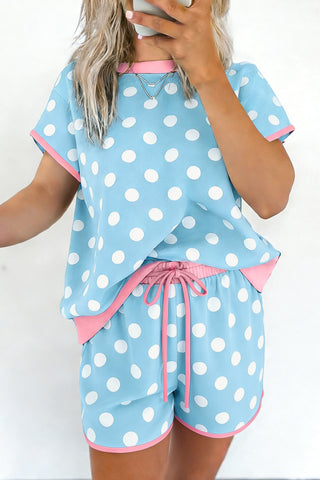 Polka Dot Two Piece Set - Blue