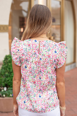 Embroidered Pink Floral Top