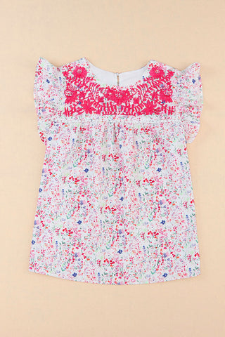 Embroidered Pink Floral Top