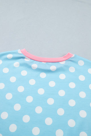 Polka Dot Two Piece Set - Blue