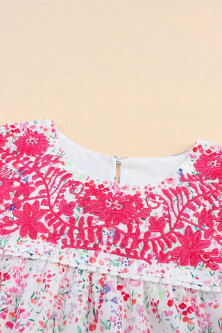 Embroidered Pink Floral Top