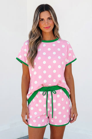 Polka Dot Two Piece Set - Pink