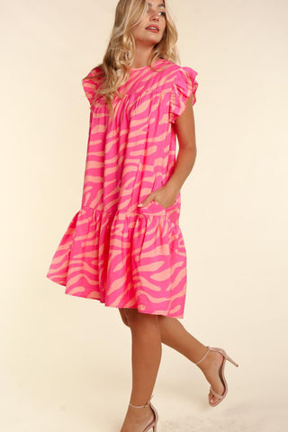 Zebra Shift Dress - Pink