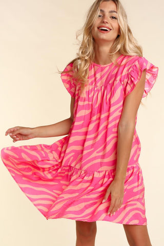 Zebra Shift Dress - Pink