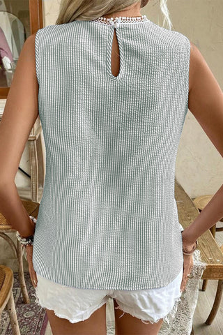 Coastal Breeze Lace and Stripes Top - Mint