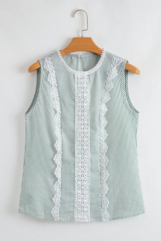 Coastal Breeze Lace and Stripes Top - Mint