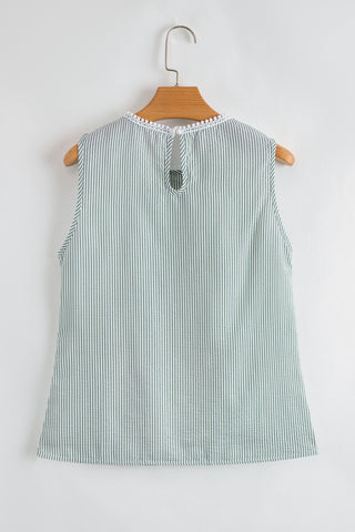 Coastal Breeze Lace and Stripes Top - Mint