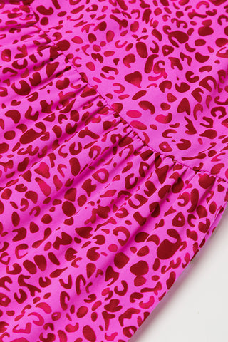 Ruffle Leopard Maxi Dress - Hot Pink