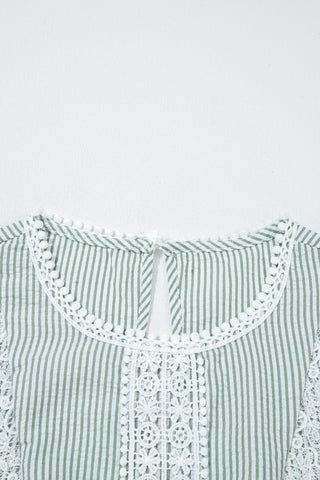 Coastal Breeze Lace and Stripes Top - Mint