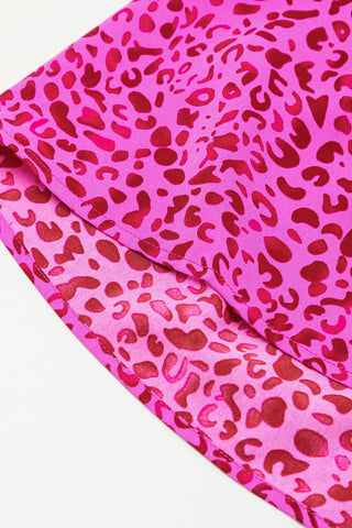 Ruffle Leopard Maxi Dress - Hot Pink
